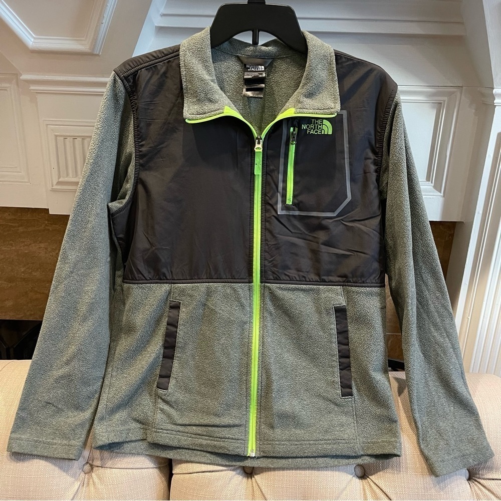 BC:  The North Face Jacket Zip Up Fleece Jacket Kid’s XL 18-20 Greenish Gray